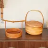 Cesta de almacenamiento tejida de bambú, hecha a mano, para mujeres; arreglo floral y canasta de frutas estilo vintage; Regalo del Festival de Mediados de Otoño