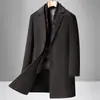 Abrigo de lana de longitud media para hombre, doble faz, con forro de plumón desmontable, engrosado para invierno, adecuado para uso business casual