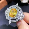 Novo Chinoiserie Spot Nova Cor Zircônio High-End Brilhante Terno Vermelho Chinês Diamante Rosa Diamante Amarelo Colar Anel Aberto Atacado