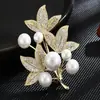 Broche de Rama de Perlas Nuevo Otoño e Invierno Lujoso Pin Fijo para Ropa de Abrigo Traje Chaqueta Corsage Accesorio Versátil