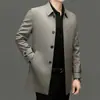Casaco Trench Coat Masculino de Comprimento Médio com Gola Reversível, Casual de Negócios, Roupa de Trabalho Executiva em Seda, Coleção Primavera e Outono 2026