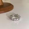 Design de nicho de luxo leve senso de design alto super brilhante anel de zircônia com diamantes completos anel de dedo indicador aberto feminino moda tudo-combinar personalidade