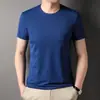 Camiseta Masculina Gola Careca Manga Curta Sem Costura Cor Sólida Verão Casual Versátil Top Pai Atacado Transfronteiriço