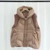 Chaqueta Ligera de Plumas sin Mangas con Capucha Tejida para Mujer 2025 Nueva Chaleco de Plumas de Pato Blanco Empalmado para Mujer Tendencia