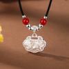 Colar Lotus Peace Lock S999 Prata Esterlina Estilo Chinês Moda Ágata Corrente Clavicular Pingente Presente de Dia dos Namorados para Namorada