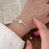 Pulseira de Prata de Lei S925 com Contas Olho de Gato e Prata Quebrada para Mulheres Estilo Coreano Novo Ins Design de Nicho Senso de Design e Versátil