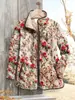 Chaqueta acolchada de algodón para mujer, moda independiente transfronteriza 2025 de Temu, con estampado digital de plantas y flores