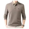 Nueva Camiseta de Manga Larga de Moda para Hombre Estilo Nuevo Primavera Otoño Camisa Polo Casual con Cuello de Solapa Recta
