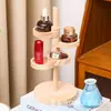 En stock Estante de almacenamiento de joyas de madera giratorio de 4 niveles Estante de almacenamiento de llaves de entrada Estante de exhibición de perfume y joyas