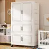Armario Doble Puerta para Niños sin Instalación con Barra para Ropa para Viviendas de Alquiler Armario Sencillo Armario Grueso para Almacenamiento en Habitación de Casa