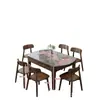 Mesa y sillas de comedor sencillas y elegantes para uso doméstico, con un marco de madera maciza que se puede ajustar para adaptarse tanto a mesas cuadradas como redondas, con una superficie de mesa duradera de piedra para comer