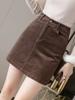 Falda de Pana Marrón para Mujer 2025 Otoño e Invierno Nueva Falda Slim de Cadera de Cintura Alta Falda Petite Elegante en A
