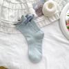 Calcetines de Caña Media con Lazo en el Talón para Niños Primavera y Verano Delgados Patrón Oscuro Perrito Estilo Coreano Estilo Ins Calcetines Dobles con Cordones