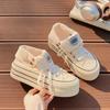 Zapatos de Lona de Caña Alta con Suela Gruesa 2025 Nuevos Zapatos de Mujer para Aumentar la Altura Tenis Versátiles Casuales Ins Zapatillas para Estudiantes Resistentes al Desgaste