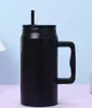 Vaso Aislado de Acero Inoxidable de 1500 ml con Asa y Popote, Taza Térmica al Vacío para Playa, Viaje Diario, Fútbol al Aire Libre