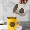 Vaso para enjuague bucal de doble capa con bloques de color para uso doméstico, vaso para cepillarse los dientes en el baño con asa, taza linda para pareja, vaso para lavarse resistente a roturas