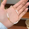 Colar de Pérolas de Água Doce com Contas de Ábaco Fritillaria Simples Vintage Corrente de Clavícula com Contas de Luxo Leve Nicho de Alta Qualidade Versátil para Mulheres