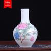 Vaso de cerâmica Jingdezhen Osso Fino de Porcelana Transparente Vaso de Peônia com Esmalte por Baixo Decoração de Bancada para Sala de Estar Chinesa