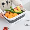 Cesta para lavar verduras de cocina, cesta para almacenar frutas y verduras, cesta de drenaje plegable para colgar en el fregadero con puerto de fuga, lavabo para lavar verduras