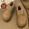 Mocassins Peludos de Solado Grosso Sapatos de Algodão de Inverno Femininos 2026 Novo Estilo Mocassins de Calçar Rasteirinhas Birkenstock Botas de Neve Femininas