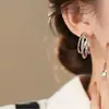 Pendientes de tres capas con forma de C Sansheng III estilo coreano Personalidad Atmosféricos Exagerados Explosiones Transfronterizas Nicho Simples Clásicos