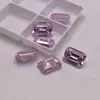 Zircônia Retangular Rosa Claro de Corte Esmeralda Atacado, Pedra Solta de Rubi Rosa Claro, Zircônia Cúbica de Corte Facetado