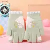 Guantes de Punto Cálidos de Cinco Dedos con Dibujos Animados Nuevos de Invierno para Niños Felpa Estudiante Lindos Guantes de Ciclismo para Niños y Niñas