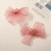 Estilo Coreano Estilo Princesa Lujo Ligero Gasa Flor de Cristal Corazón Lazo DIY Hecho a Mano Accesorios para el Cabello de Niños Accesorios Hanfu