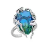 Europa y Estados Unidos transfronterizo exquisito anillo de flor con incrustaciones de circón verde para mujer 2025 nuevo anillo retro de alta calidad al por mayor