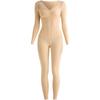 Ropa interior térmica moldeadora de cuerpo de una pieza desmontable de la espalda para otoño e invierno, sujetador sexy con cuello en V y tiras, sin almohadillas, traje térmico moldeador de cuerpo