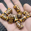 Ágata Weathered Tianzhu de Tres Ojos Lutong Jade Perlas Sueltas Diente Ágata Amarillo Perlas de Barril Columna Recta Tubo Recto Accesorios de Joyería Perlas