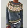 Amazon Europeo y Americano Nuevo Estilo Suéter para Mujer Más Vendido Cuello Redondo Bloque de Color Holgado Moda Jersey Suéter Tejido