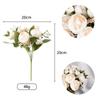 Simulación europea de 5 cabezas de copo de nieve, gran capullo de té, flor, decoración de boda, ramo de flores de seda, adornos de flores falsas de plástico, simulación de rosa