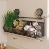 Caja de Almacenamiento para Cebolla, Jengibre y Ajo, Cesta Colgante para Jengibre y Ajo, Montaje en Pared, Ventosa sin Taladro, Estante Multifuncional para Especias de Cocina