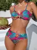 Bikini Push-Up Sexy de Baño Caliente Floral Europeo y Americano 2026 Traje de Baño Dividido para Vacaciones en Isla de Gama Alta