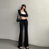 Pantalones Micro-Flare para Mujer, Otoño e Invierno, de Cintura Alta, Aspecto Adelgazante, Pantalones de Terciopelo de Pierna Ancha tipo Casco de Caballo hasta el Suelo, Elegantes, Versátiles, Casuales