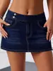 Comercio exterior transfronterizo Amazon despacho europeo y americano falda corta de mezclilla de dos botones para mujer, falda ajustada a la cadera para chicas sexys, verano y otoño