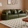 Sofá de cuero aceitado encerado estilo retro para rasguños de gato para salas de estar pequeñas, uso doméstico, lujo ligero, minimalista, alta gama, sofá de bloque de líneas rectas