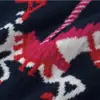 Suéter de Cachemir para Mujer de Punto Liso Calibre 12 con Intarsia, Cuello Redondo, Hombro Normal de Lana, Suéter Pulóver Cálido y Elegante