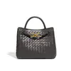 Bolsa Feminina Transfronteiriça com Laço, Nova Sacola Tecida Feita à Mão, Simples e Versátil, Transversal, Bolsa de Mão, Bolsa de Ombro, Pequena Estilo Chanel