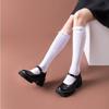 Calcetines de Perla de Becerro Calcetines Finos de Algodón de Media Caña Primavera y Verano Negros Calcetines de Moda Ins Accesorios de Lazo Blanco con Cuentas