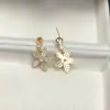 Joias Artesanais DIY Brincos de Pérola, Suportes de Brinco Vazios, Acessórios, Atacado Transfronteiriço, Flor Exquisita Microincrustada com Zircônia