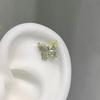 Pendientes de mariposa con circonitas polarizadas y forma de hueso para oreja, con base plana y diamante, de acero de titanio y con tornillo, para mujer