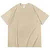 Camiseta de algodón puro de 260 g, cuello pequeño, color liso, con logo estampado, marca de moda, manga corta, verano, unisex, nueva, cuello redondo