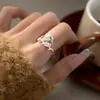 Anillo Ajustable de Apertura Estilo Bosque Retro Literario y Artístico Rosa Viejo, Fresco y Dulce Elegante, Diseño de Nicho Versátil