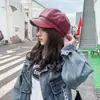 Chapéu octogonal fofo estilo japonês com orelhas de gato de desenho animado para mulheres, doce e versátil para primavera e outono, adequado para cabeças grandes, faz o rosto parecer menor