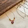 [Muxi] Nuevo Collar con Colgante Bodhi Caramelo Estilo Bohemio Chino Cadena para Suéter Accesorios Retro Zen Estilo Chino
