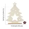Enfeite de Natal de Madeira Inacabado em Branco Etiqueta para Árvore de Natal DIY com Base de Corda Artesanato para Casa