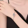 Pulsera de Moissanita Estilo Ins de Moda Transfronteriza para Mujer 1.8 Quilates Elástica Alto Sentido de Lujo Moda Burbuja de la Suerte Pulsera de Plata