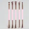 Set de 6 brochas de maquillaje de doble punta transfronterizo, brocha para base, brocha para rubor, brocha para contorno, brocha para difuminar sombras de ojos de tres colores con cerdas suaves, herramientas de belleza